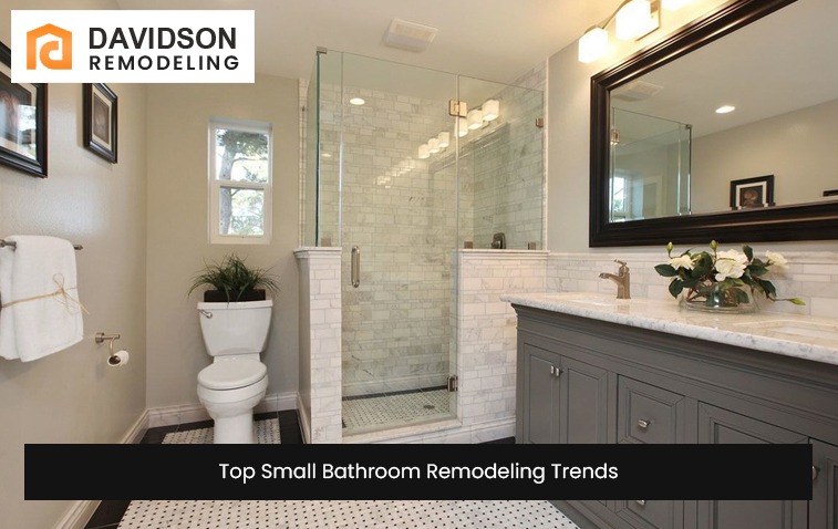 Shower area and large mirror in a small bathroom